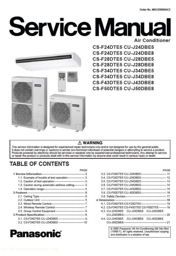 CS-F24DTE5, CS-F28DTE5, CS-F34DTE5, CS-F43DTE5